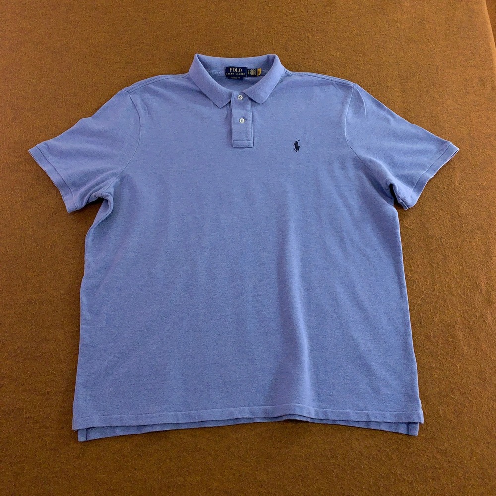 Polo Ralph Lauren Mens XL Blue Classic Fit Cotton Pique Short Sleeve Polo Shirt
